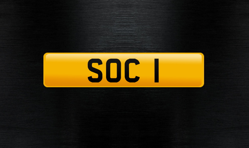 SOC 1 Perosnalised Number Plate